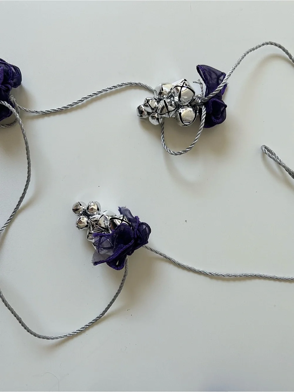 Pottery Barn Silver Jingle Bell Garland and Door Hanger